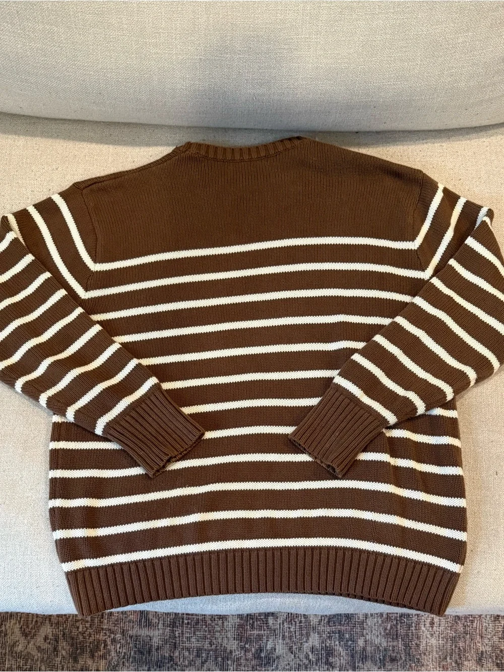 Brandy Melville Brown & Cream Striped Cotton Sweater - Picture 2 of 4